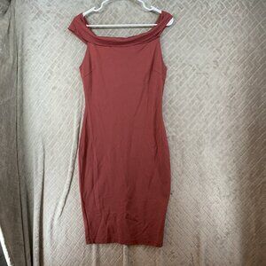 Windsor Womens Large Sheath Dress Red Cocktail Off Shoulder Body Con Sleeveless